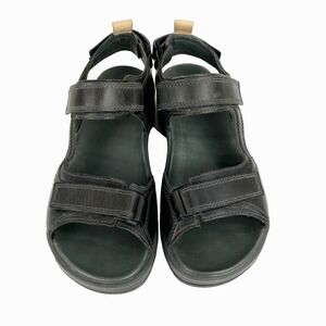 Ecco Leather Sandals Men's 8 Dark Gray Hiking Outdoor Shoes Adjustable Straps